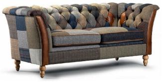 Casa Padrino Luxus Chesterfield 2er Sofa Bunt / Braun 186 cm