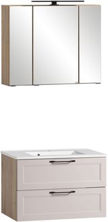 Badezimmer-Set >Lyon< (2-tlg.) in Kaschmir, Wotaneiche-Dekor - 80x195x47 (BxHxT)