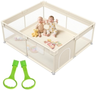 MC Star Laufstall Baby 175x150 cm – Großer Baby Laufgitter XXL (Sicherheitsspielplatz Kinder mit Netzdesign, ideal für den Innenbereich, Beige)