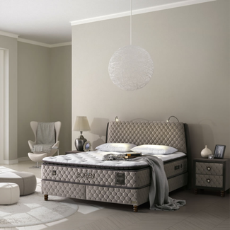 Bambi Boxspringbett Funktionsbett mit Matratze Borjen Set 140x200 mit 2 Nachttischen