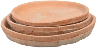 esschert design Übertopf 3er Satz Set Untersetzer rund Aged Terracotta Blumen Pflanzen