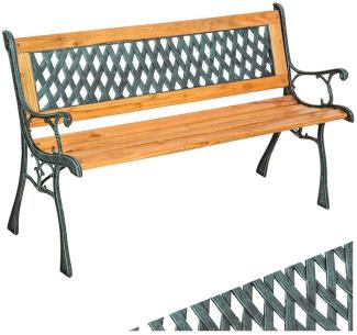 tectake Gartenbank Sitzbank Tamara 2-Sitzer aus Holz und Gusseisen 128x51x73cm, 2-Sitzer