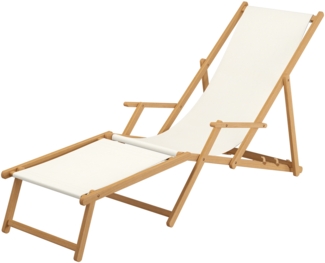 Sonnenliege weiß Liegestuhl klappbare Gartenliege Deckchair Strandstuhl Gartenmöbel Holz 10-303NF