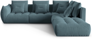 Micadoni Ecksofa Bloom 4-Sitzer Samt Pastellblau Rechts