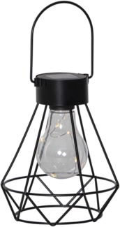 Star Trading Solar Laterne Eddy, LED, Schwarz, Outdoor, mit Dew Drop Lichterkette, Warmweiß, Dämmerungssensor, 15,5 cm