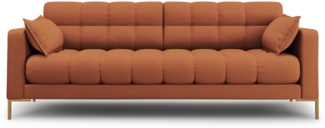 Micadoni Sofa Mamaia 3-Sitzer Strukturierter Stoff Ziegel Metall Gold
