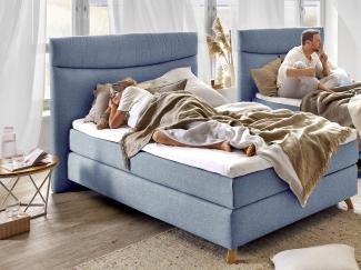 Boxspringbett SANSIBAR Langeoog Boxspringbett Box-Spring-Bett Doppelbett, denim, 140x200 cm, H4