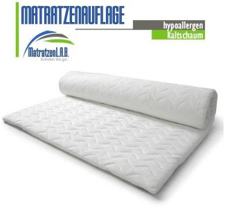 MatratzenL.A.B®, Topper Matratzenauflage aus Kaltschaum, 8 cm hoch, Härtegrad H4 sehr fest, Aloe Vera Bezug, 4 Eckgummies