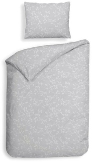 Heckett & Lane Flanell Bettwäsche 135x200 Alloro Light grey silber Miniblätter