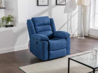 Vente-unique - Relaxsessel elektrisch - Stoff - Blau - BUROLO