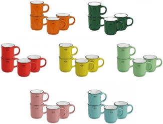 Tasse Kaffeetassen Teetassen 4'er-Set 180ml stapelbar Keramik Retro Cabanaz Pine green 1221029