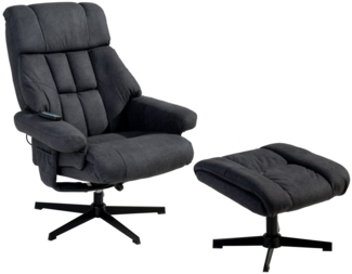 Femo Trade Relaxsessel mit Hocker VABENE, Grau, Mikrofaserbezug, Metallgestell, mit Massage- und Wärmefunktion