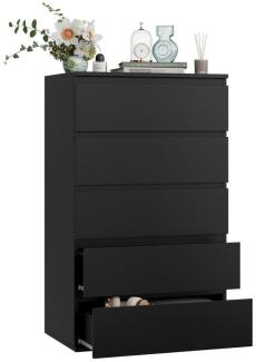 Homfa Kommode, Sideboard mit 5 Schubladen, Schubladenschrank schwarz, 60x40x100 cm