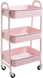 Rollwagen Metall 3 Etagen Aufbewahrungswagen Servierwagen Organizer Pink