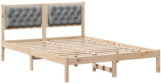 vidaXL Bettrahmen Hellgrau 150 x 200 cm Massives Kiefernholz 878179