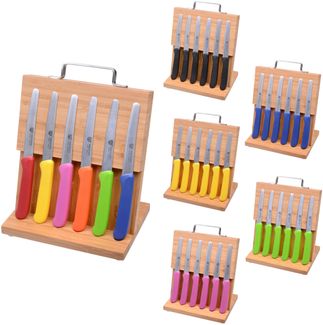 Magnet-Messerhalter Bambus klein mit Brötchenmessern grün