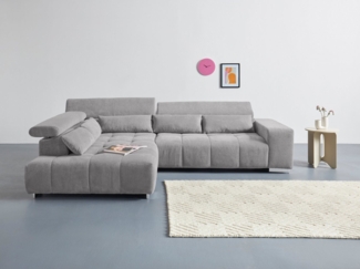 COTTA Ecksofa Orion L-Form, mit Kopfteilverstellung & 5 Nierenkissen