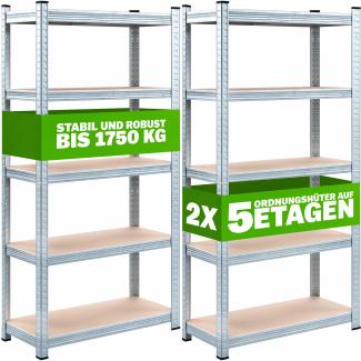 Monzana 2x Schwerlastregal 180x90x60cm 875kg 5 MDF-Platten