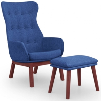 Relaxsessel mit Hocker Blau Stoff