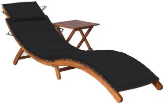 vidaXL Sonnenliege mit Tisch und Auflage Massivholz Akazie 3061594