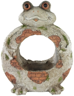 Arnusa Blumentopf Gartendeko Frosch Steinoptik 37 cm Gartenfigur Tiefigur bepflanzbar, dekorativer Blumenkübel