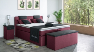 Meisterbetten Boxspringbett Iris 120x200 in WT-Coral in WT-Dunkel Grau, Matratzenbezug Nano, Komfortschaum-Topper