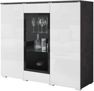 Kommode Doppo 120 (Farbe: Matera / Weiß Hochglanz, ohne Beleuchtung)