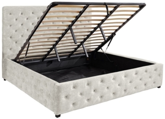 riess-ambiente Boxbett PARIS 180x200cm champagner beige - Samt, inkl. Lattenrost & Bettkasten (Einzelartikel, 1-St), Chesterfield Queensize-Bett mit Stauraum - ideal für Schlafzimmer