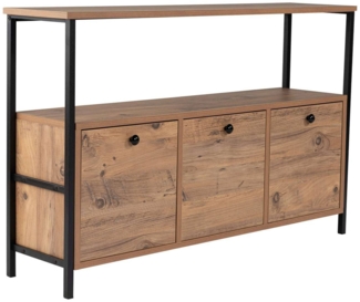 Dmora Konsolentisch Nesta, Tisch, Eingangskonsole, Regal, 120x30 h75 cm, Kiefer und Schwarz