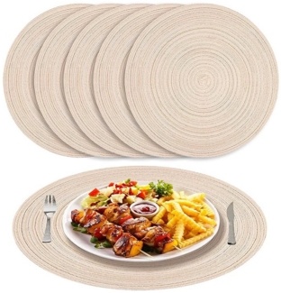 NUODWELL Platzset 6er Set Runde Platzsets Baumwolle,Hitzebeständig Geflochtene Platzsets