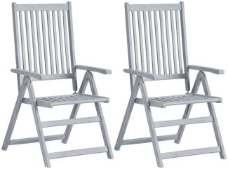 vidaXL Verstellbare Gartenstühle 2 Stk. Grau Massivholz Akazie 45938