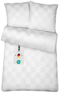 Carpe Sonno Bettwäsche Damast 135x200 Baumwolle Hotel Bettwäsche kariert Bettbezug Set modern, Damast, 2 teilig, Damast Bettwäsche 135x200 Karo Bettwäsche Weiß