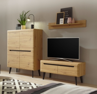 Wohnwand Anbauwand Torge 3-teilig artisan eiche schwarz grifflos MDF Modern