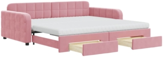 vidaXL Tagesbett Ausziehbar mit Schubladen Rosa 100x200 cm Samt 3197011