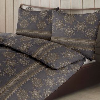 TRAUMSCHLAF Bettwäsche Sterne und Schneeflocken, Biber, 2 teilig, Biberbettwäsche weich und kuschelig