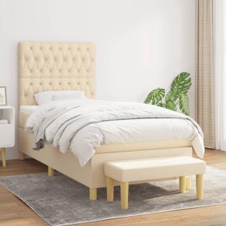 vidaXL Boxspringbett mit Matratze Creme 100x200 cm Stoff 3137378