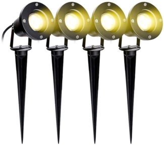 Clanmacy LED Gartenstrahler Gartenbeleuchtung mit Erdspieß 4W IP65 Gartenleuchte Warmweiß, LED fest integriert, Warmweiß