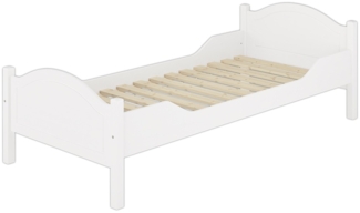 Einzelbett weiß 90x200 Futonbett Bettrahmen Singlebett Lattenrollrost 60.30-09W