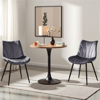 Yaheetech Esszimmerstuhl Gepolsterte Küchenstühle mit Metallbeinen (2 St), 2er-Set Beistellstühle mit Vertikal Gestepptem Design