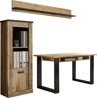 Home affaire Schrank-Set SHERWOOD, (3-St), Holz Dekor, mit Scheunentorbeschlag aus Metall, Breite ca. 190 cm