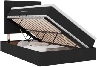 vidaXL Bett mit LED-Lichtleisten Schwarz 120 x 200 cm Stoff 3372410