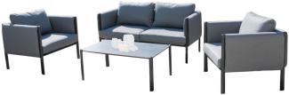 Inko 4-teilige Lounge-Sitzgruppe Benito Aluminium anthrazit mit Tisch 103x65 cm Loungegruppe