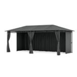 Blumfeldt Mondo Pavillon 3x6 – Stahlrahmen, Mit Vorhängen, Wetterfester Gartenpavillon, Rostbeständig, Leicht Montierbar, Beige