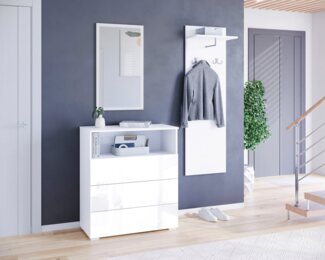 INOSIGN Garderoben-Set PARIS/ TOKYO, (Komplett-Set, 3-St), Garderoben- Set Breite 140cm, hochkant oder quer montierbar Spiegel