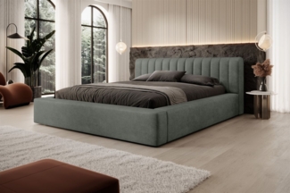 Polsterbett Doppelbett PEORIA Komplettset 160x200cm in Stoff Macau Forest