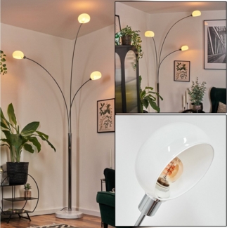 hofstein Stehlampe Stehlampe aus Metall in Weiß/Chromfarben im Retro/Vintage-Design, verstellbare Stehleuchte mit Marmorfuß und Schalter am Gehäuse, E14