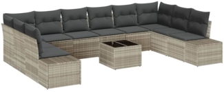 vidaXL Gartensofa-set mit Kissen 10 pcs Hellgrau Polyrattan 3355921