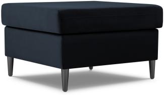 Micadoni Samtstoff Pouf Hocker Moghan | Bezug Dark Blue | Beinfarbe Black Chrome Metal