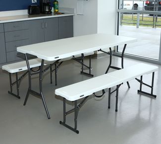 Lifetime Bierzeltgarnitur, 3-teilig, klappbar, Kunststoff weiß, 182 x 76 x 74 cm