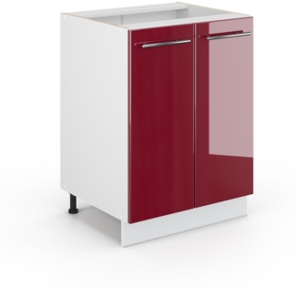 Küchenunterschrank Fame-Line Bordeaux Hochglanz 60 cm ohne Arbeitsplatte Vicco